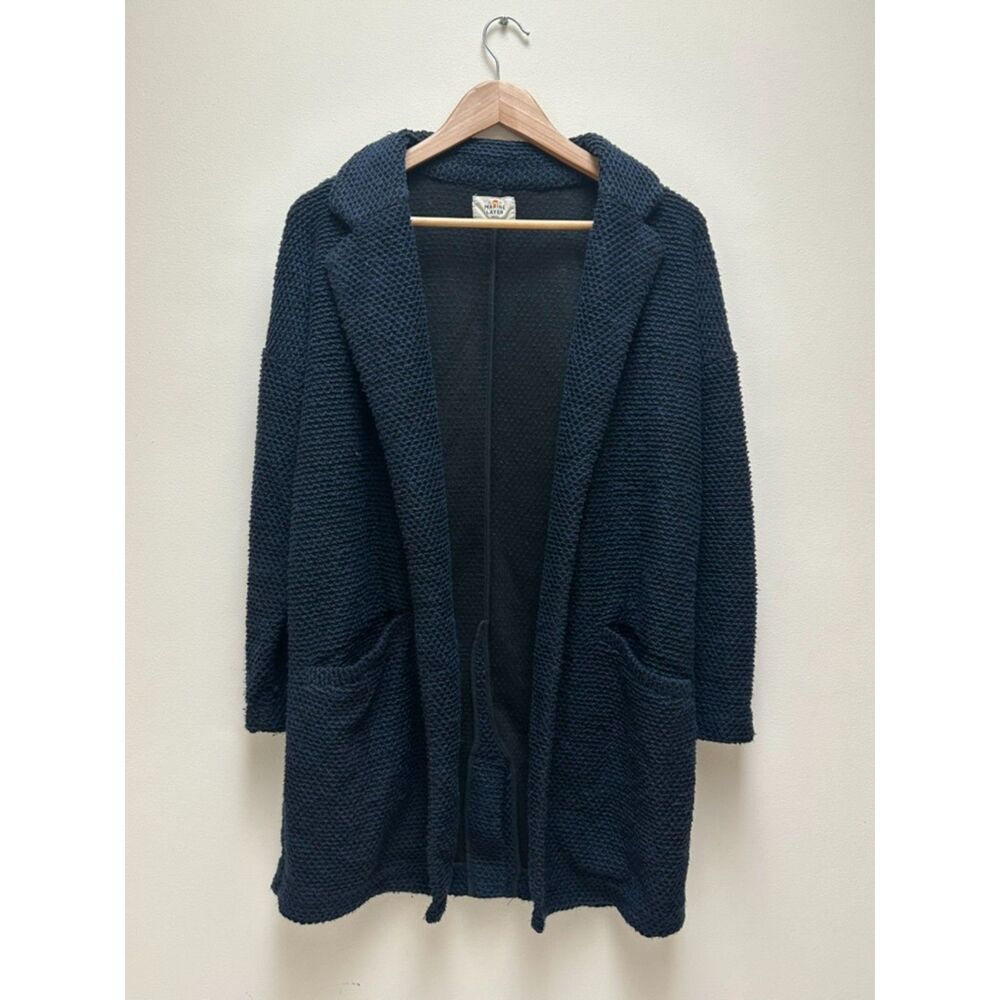 Marine Layer Textured Knit Open Front Navy Blue Cardigan size S
